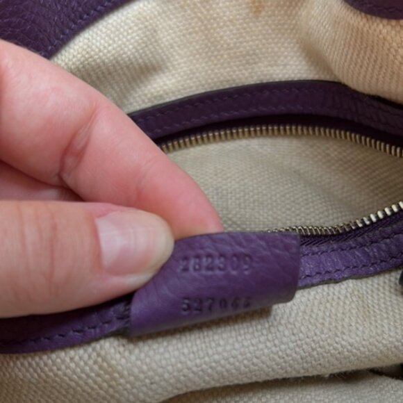 PRICE DROP! Gucci GG Pebbled Leather Purple Soho Tote Bag - Picture 10 of 11